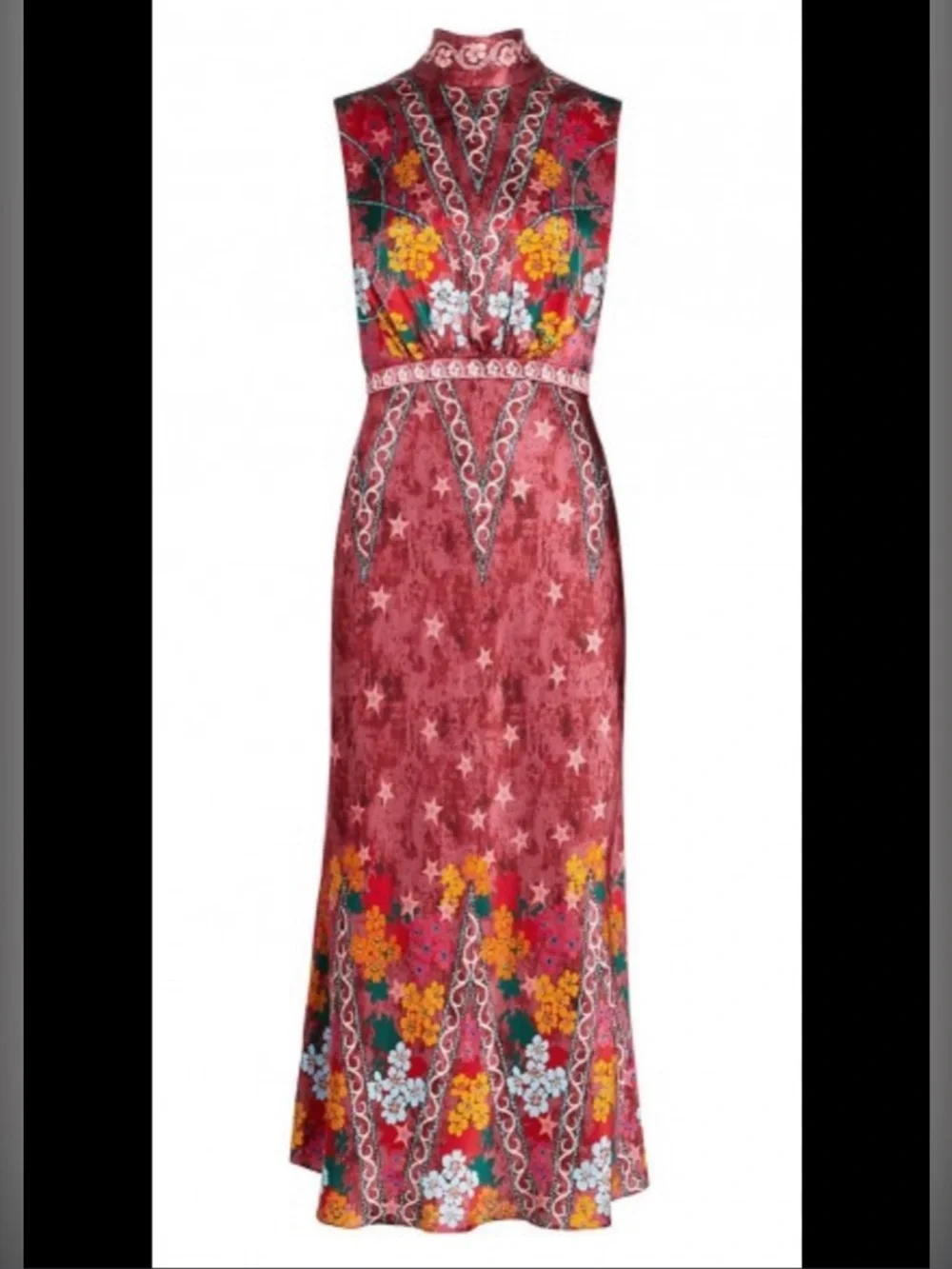 NWT Saloni Fleur Printed Silk-Crepe Midi Dress in the "Hibiscus Flourish". - Picture 11 of 14